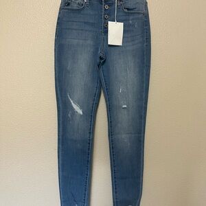 KanCan High Rise Skinny Distressed Blue Jeans